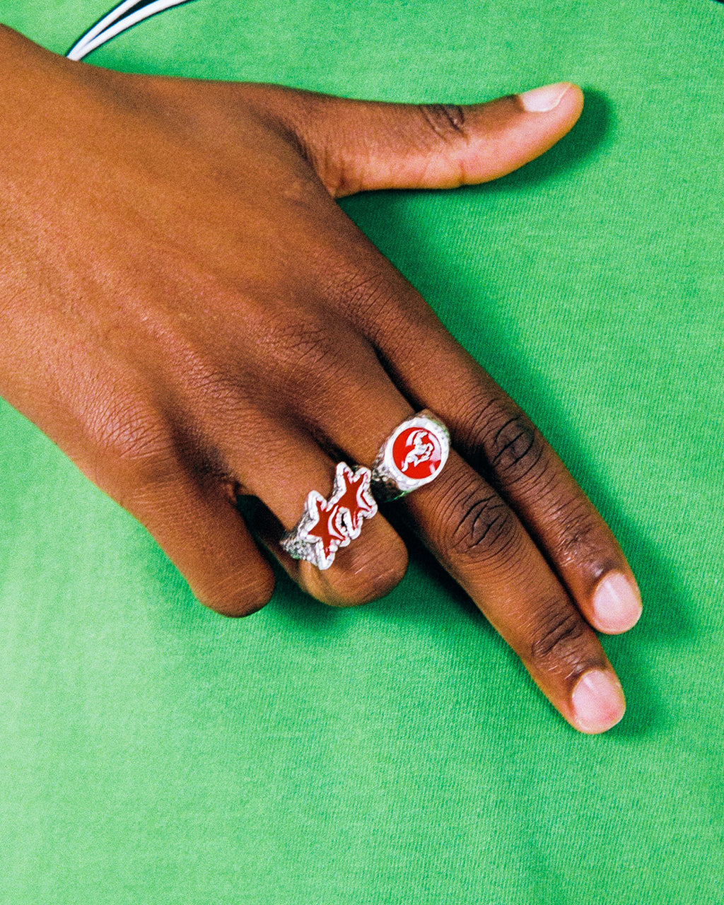 Red Melted Stars Ring